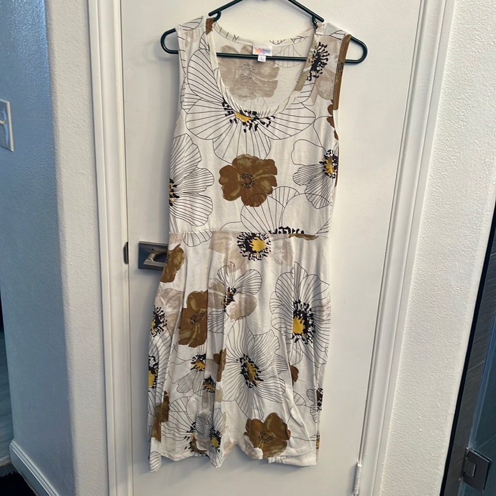 Lularoe nikki white cream brown floral.